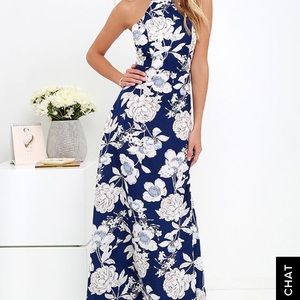 LuLu’s In Blossom Blue Floral Print Maxi Dress